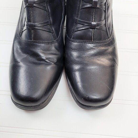 London Fog Ankle Boot Womens Size 8.5 Black Leather Side Zip Witchy Victorian - Picture 4 of 12